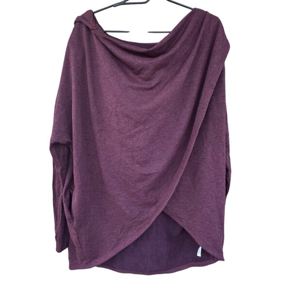 Athleta Purana Large Wrap Sweatshirt Hoodie Oversized Slouchy,Spiced Cabernet - Picture 2 of 11